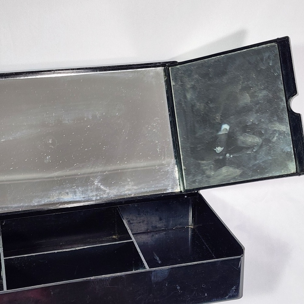 Vintage Hong Kong Travel Mirror Cosmetic Organizer‎ Jewelry Box Hibiscus Hawaii - Picture 8 of 12